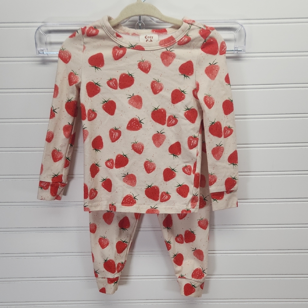 Cozy Cub Strawberry Print Kids Pajamas Size 2Y